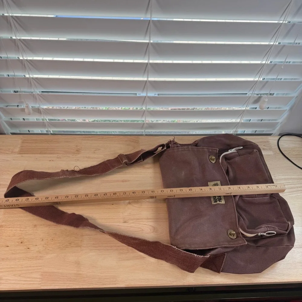 Lands' End Square Rigger Brown Canvas Durable Classic Flap Front Messenger Bag